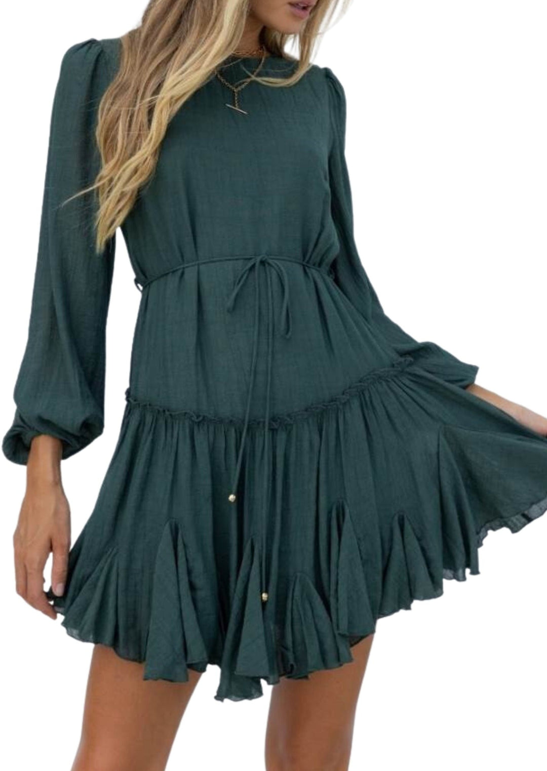 Emerald Long Sleeve Dress Front