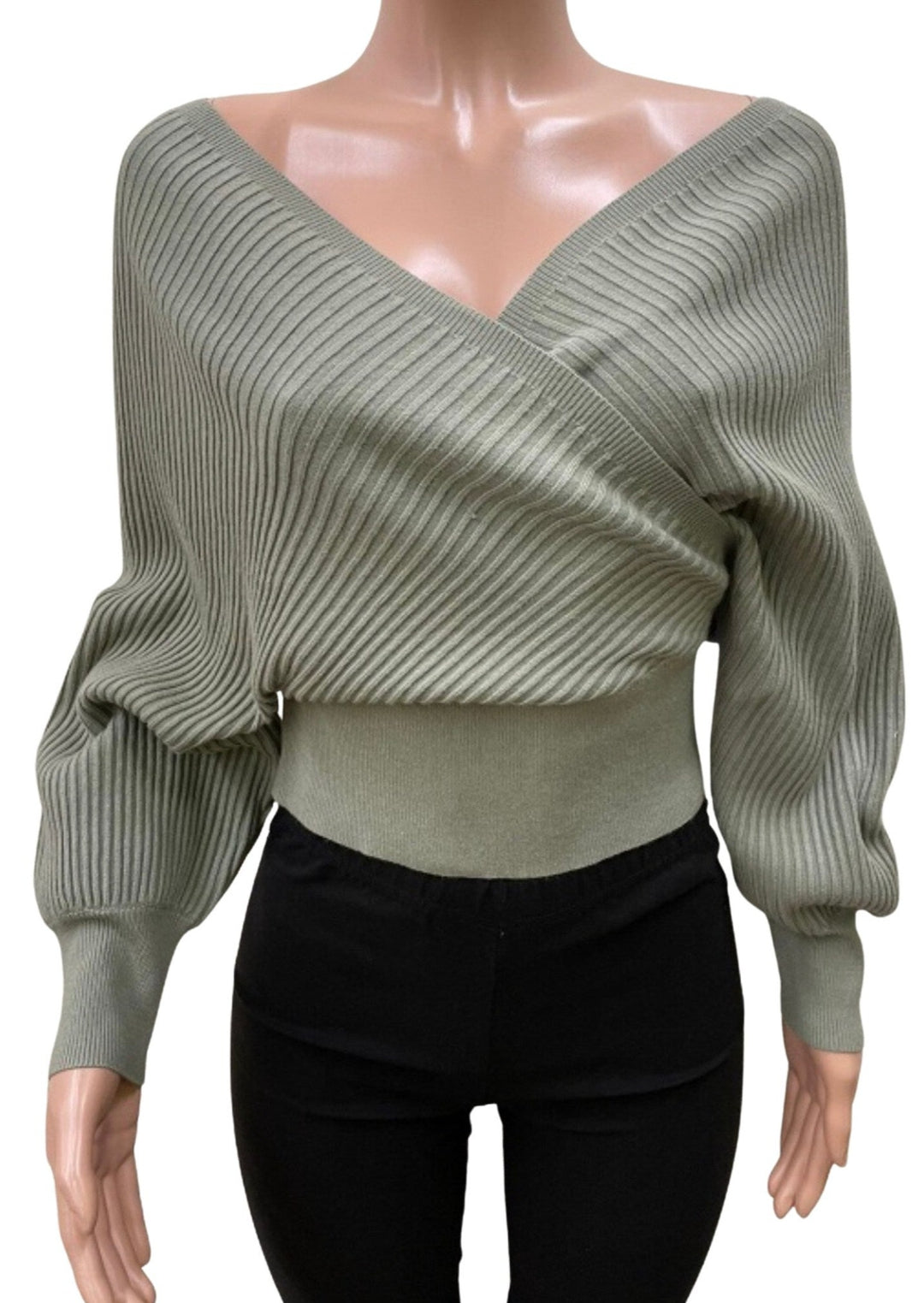 Karley Khaki Knit Front