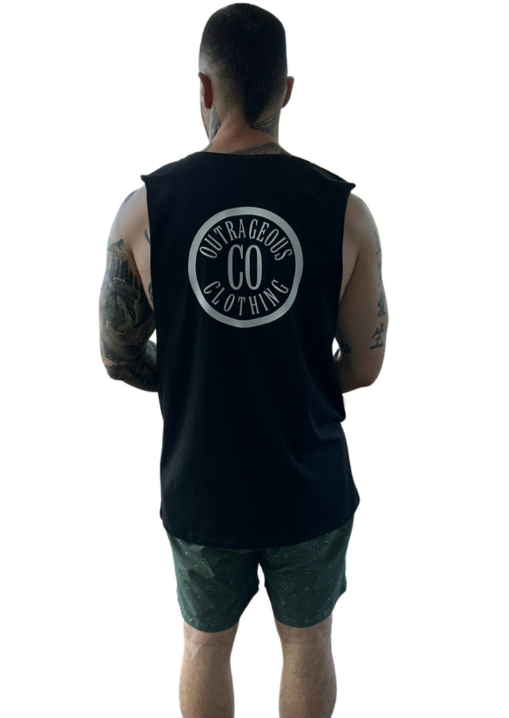 Black Staple Singlet Back