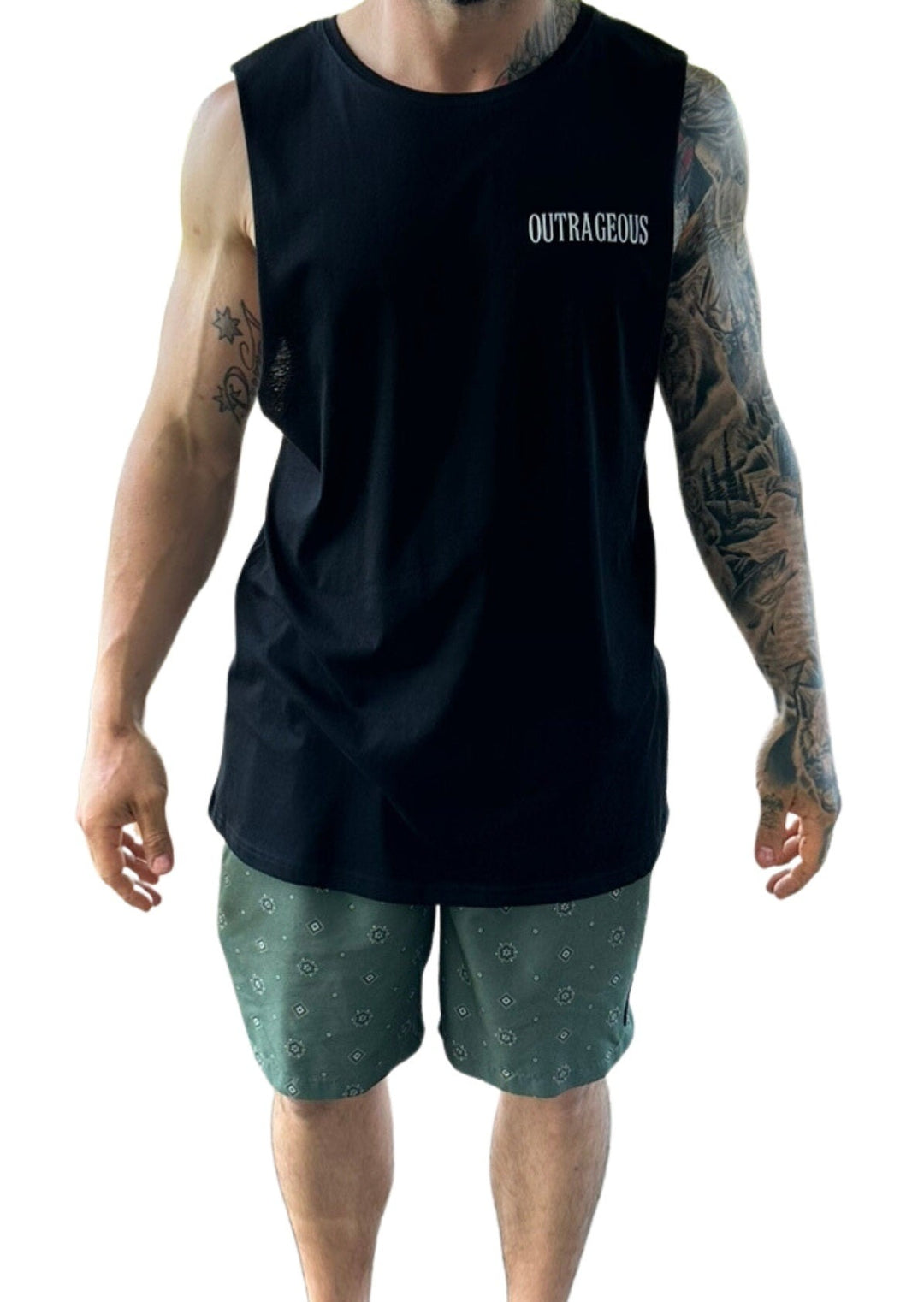 Black Staple Singlet Front