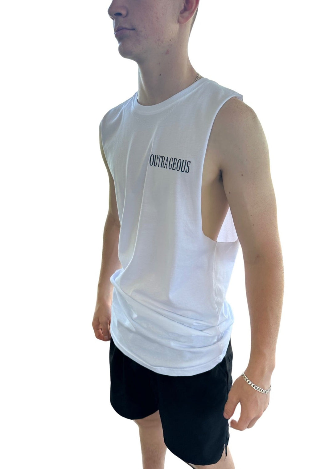 WHITE STAPLE SINGLET SIDE